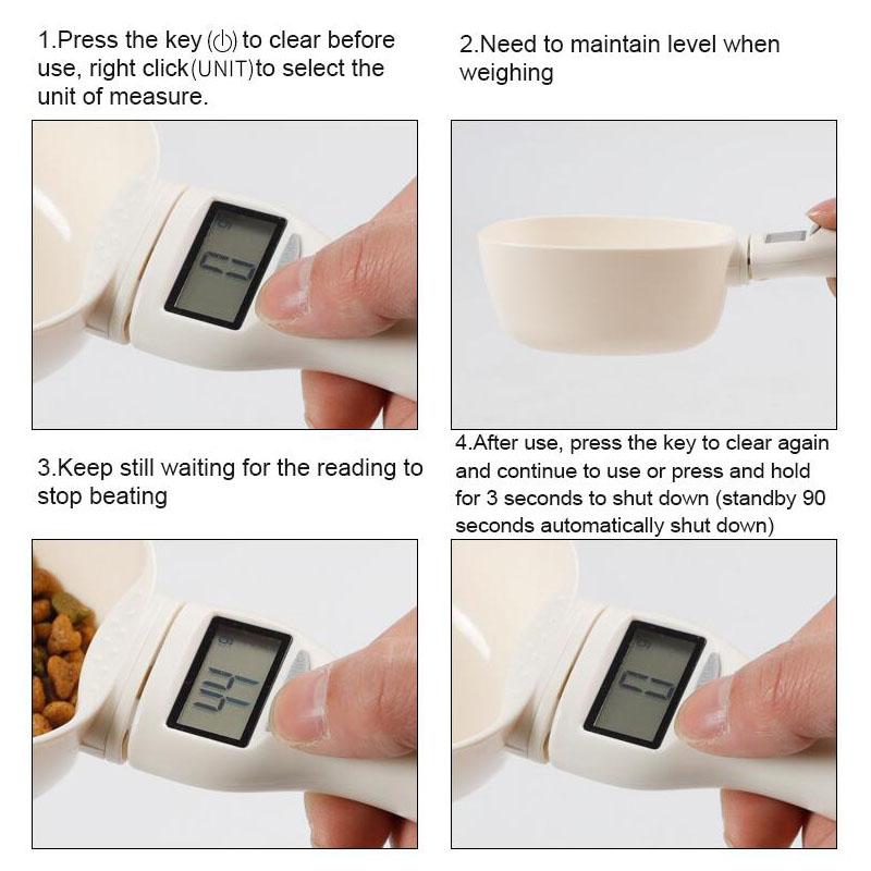 Pet food drinking water scoop cup scale with LED display